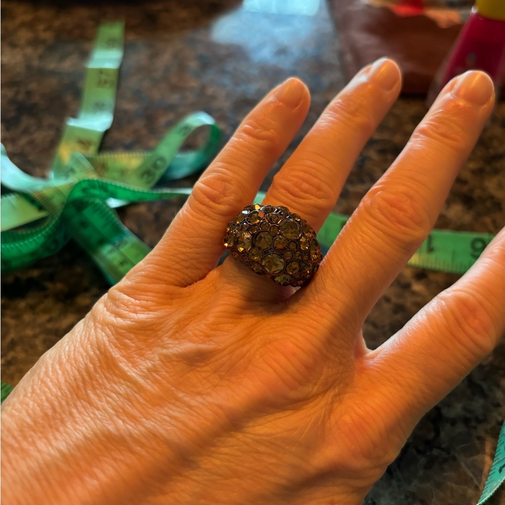 Fossil Gold Cocktail Ring Bold Statement Jewelry